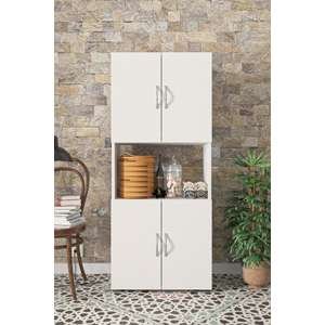 ארון שרות הכולל 4 דלתות ומדף פתוח ורחב לאחסון דגם Eliran מבית Tudo Design - צבע לבן