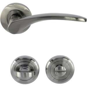 ידיות דלת פנים דגם בולוניה + זוג רוזטות תפוס פנוי מבית Yale - צבע ניקל