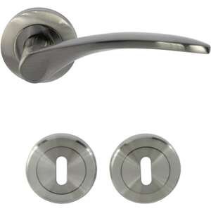 ידיות דלת פנים דגם בולוניה + זוג רוזטות מפתח 0 מבית Yale - צבע ניקל
