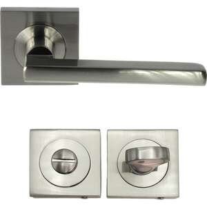 ידיות דלת פנים דגם גרנדה + זוג רוזטות מרובעות תפוס פנוי מבית Yale - צבע ניקל