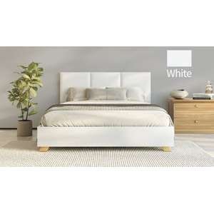 מיטה וחצי 120x190 דגם 6034 עץ מרופדת דמוי עור + מזרן מתנה מבית Olympia - צבע לבן