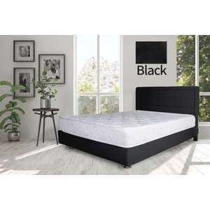 מיטה וחצי 120x190 דגם 6009 עץ מרופדת דמוי עור כוללת ארגז מצעים + מזרן קפיצים מתנה מבית Olympia - צבע שחור