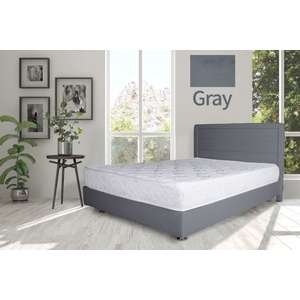 מיטה וחצי 120x190 דגם 6009 עץ מרופדת דמוי עור כוללת ארגז מצעים + מזרן קפיצים מתנה מבית Olympia - צבע אפור