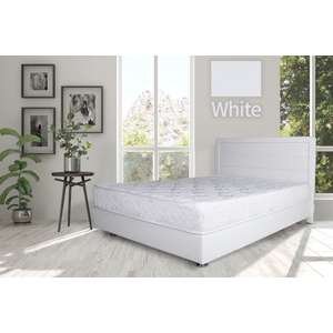 מיטה זוגית 140x190 דגם 6009 עץ מרופדת דמוי עור כוללת ארגז מצעים + מזרן קפיצים מתנה מבית Olympia צבע לבן