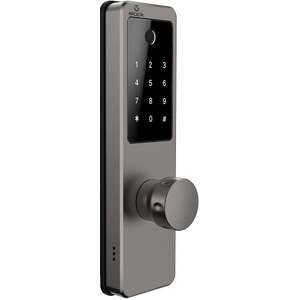 מנעול חכם המשלב אפליקציה, טביעת אצבע, קוד אישי, צ׳יפ קירבה ומפתח Wize מבית Elock - צבע אפור כהה