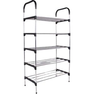 כוננית נעליים מודולרית 5 מדפים מבית Ramos - צבע מתכת בשילוב שחור