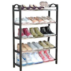 כוננית נעליים 5 מדפים מפלסטיק מבית Ramos - צבע אפור כהה