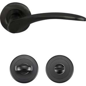 ידיות דלת פנים דגם בולוניה + זוג רוזטות תפוס פנוי מבית Yale - צבע שחור
