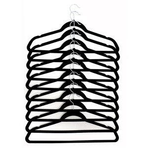 סט 10 קולבים מקטיפה מבית HomeSet - צבע שחור