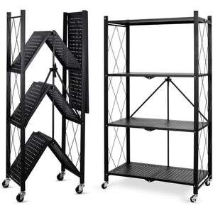 כוננית מתקפלת 4 מדפים מבית Garden Top - צבע שחור