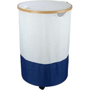 סל כביסה מתקפל עם גלגלים 100 ליטר עגול מבית Space - כחול לבן