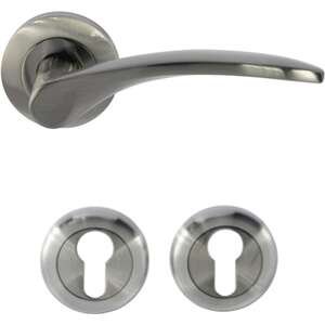ידיות דלת פנים דגם בולוניה + זוג רוזטות צילינדר מבית Yale - צבע ניקל