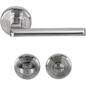 ידיות דלת פנים דגם ברגמו + זוג רוזטות תפוס פנוי מבית Yale - צבע ניקל