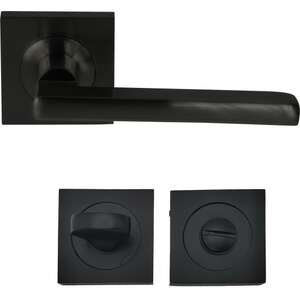 ידיות דלת פנים דגם גרנדה + זוג רוזטות מרובעות תפוס פנוי מבית Yale - צבע שחור