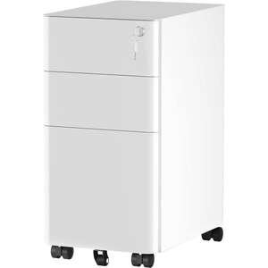 שידת 3 מגירות ממתכת עם גלגלים מבית Keisar - צבע לבן