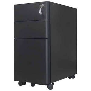 שידת 3 מגירות ממתכת עם גלגלים מבית Keisar - צבע שחור