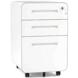 שידת 3 מגירות Cubic ממתכת עם גלגלים מבית Keisar - צבע לבן