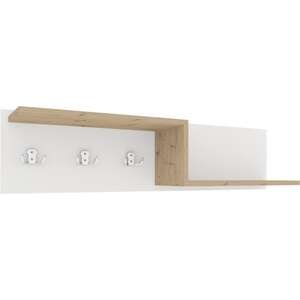 מדף מעוצב בשילוב ווי תליה דגם Ginger מבית Tudo Design צבע לבן עץ