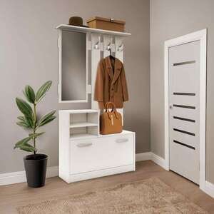 שידת כניסה משולבת מראה דגם Lior מבית Tudo Design - צבע לבן