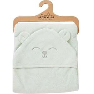 מגבת קפוצ'ון בגודל 80x80 ס''מ מבית Lorens - צבע מנטה עם איור דובי