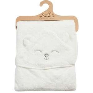 מגבת קפוצ'ון בגודל 80x80 ס''מ מבית Lorens - צבע לבן עם איור דובי