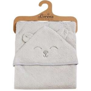 מגבת קפוצ'ון בגודל 80x80 ס''מ מבית Lorens - צבע אפור עם איור דובי