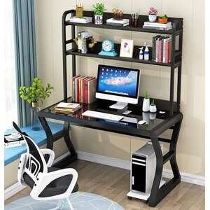 שולחן כתיבה עם משטח זכוכית 120 ס''מ דגם RIO מבית Multi Garden - צבע שחור