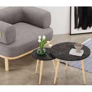 זוג שולחנות עגולים לסלון דגם Nimrod מבית Star Shop - צבע שחור שיש