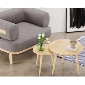 זוג שולחנות עגולים לסלון דגם Nimrod מבית Star Shop - צבע עץ אלון