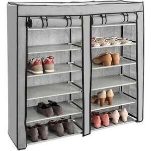 ארון נעליים מתפרק מבד קל 12 מדפים מבית Star Shop - צבע אפור