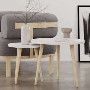 זוג שולחנות עגולים לסלון דגם Nimrod מבית Star Shop - צבע לבן