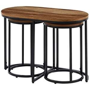 סט 3 שולחנות סלון וקפה מעוצבים דגם Lisbon מבית Brand Direct - גוון עץ
