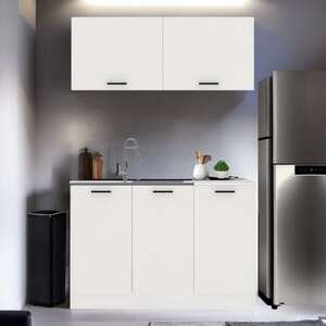 מטבח מודרני ברוחב 1.2 מטר ארון עליון ותחתון כולל כיור נירוסטה דגם Lucy מבית Tudo Design - צבע לבן