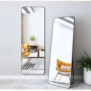 מראת גוף מלבנית לתלייה/עומדת על רגל מסגרת שחורה 160x50 ס''מ מבית HomeSet