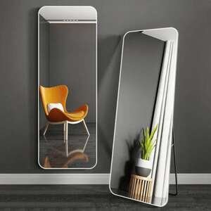 מראת גוף מלבנית לתלייה/עומדת על רגל מסגרת לבנה 160x50 ס''מ מבית HomeSet