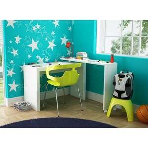 שולחן מחשב מודולרי עם שידת צד מסתובבת דגם Kim מבית Bradex - צבע לבן