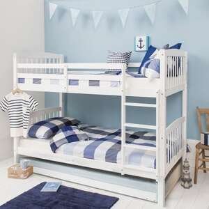 מיטת קומותיים עם מיטת חבר כולל שלושה מזרנים Diana מבית Bradex - צבע לבן