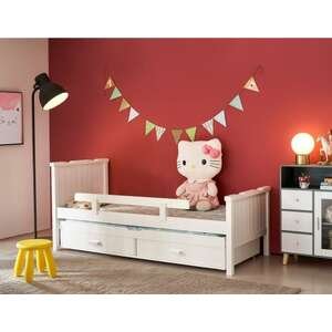 מיטת ילדים עם מיטת חבר נשלפת ומגירות אחסון כולל מזרנים דגם Sunny מבית Bradex - צבע לבן