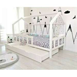 מיטת ילדים נפתחת בצורת בית מעץ מלא עם מזרנים דגם Teddy מבית Bradex - צבע לבן