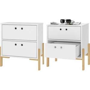 זוג שידות לילה עם 2 מגירות דגם Eva מבית Bradex - צבע לבן