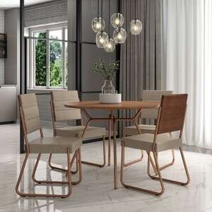 פינת אוכל עגולה שולחן ו-4 כיסאות דגם San Francisco מבית Bradex - צבע חום