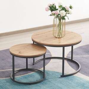 זוג שולחנות סלון עגלים דגם Lite מבית Bradex - צבע אלון