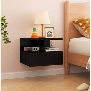 שידת לילה צפה תלויה לקיר דגם York מבית StarShop - צבע שחור