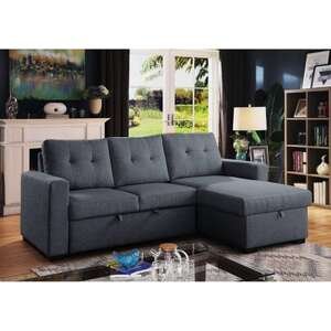 מערכת ישיבה פינתית נפתחת למיטה זוגית עם ארגז מצעים דגם Viva מבית Bradex - צבע אפור כהה