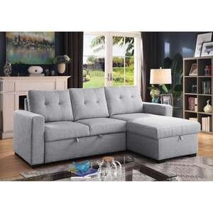 מערכת ישיבה פינתית נפתחת למיטה זוגית עם ארגז מצעים דגם Viva מבית Bradex - צבע אפור בהיר