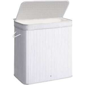 סל כביסה במבוק 72 ליטר מבית HomeSet - צבע עץ לבן