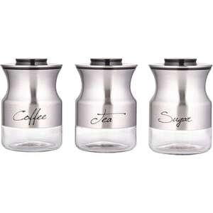 סט 3 קופסאות תה/קפה/סוכר 700 מ"ל Naaman כסוף