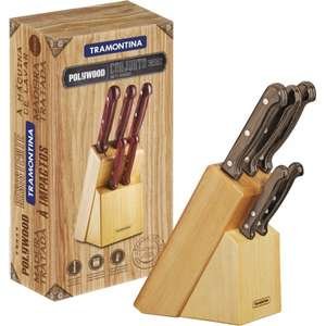 סט 5 סכינים + מעמד עץ Tramontina Polywood