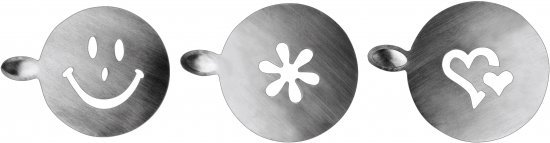 Ibili סט 3 מסיכות נירוסטה לעיטור קפה 10 ס״מ