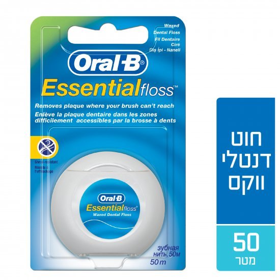 חוט דנטלי עם שעווה Oral-B Essential – 50 מטר